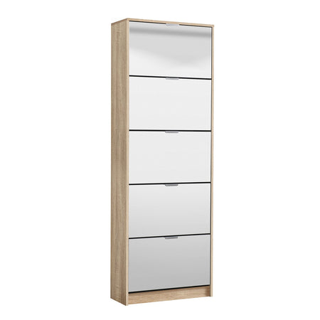 Scarpiera doppia profondità "Iceland" in legno con specchio, soluzione porta scarpe salva-spazio per la casa