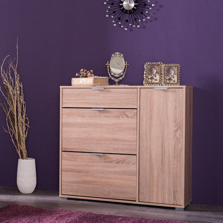 Scarpiera multiuso con 3 cassetti ed 1 anta "Ada" per interno armadio basso h 94,5 cm