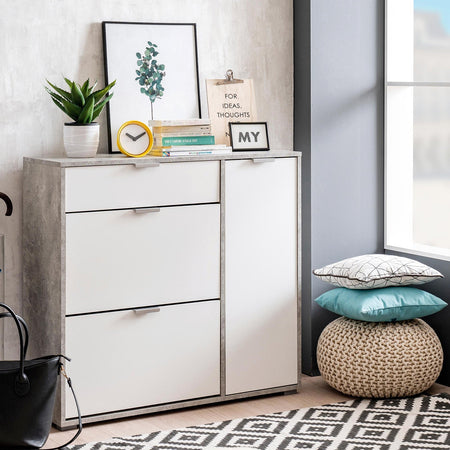 Scarpiera multiuso con 3 cassetti ed 1 anta "Ada" per interno armadio basso h 94,5 cm