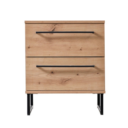 Comodino con 2 cassetti "Spain" Rovere con guide in metallo h 54 cm