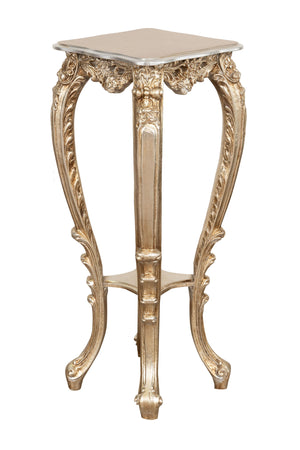 Biscottini Panchetto Portavaso Biscottini Legno Foglia Argento Anticato 37x34x87 Italy