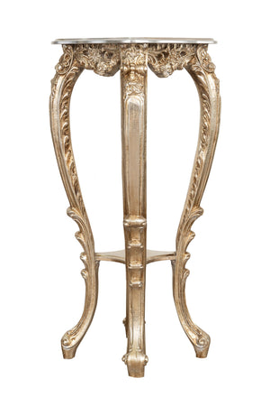 Biscottini Panchetto Portavaso Biscottini Legno Foglia Argento Anticato 37x34x87 Italy