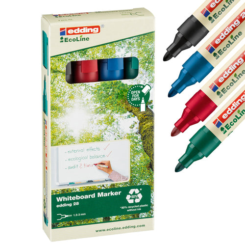 Busta 4 Marcatore Per Lavagne Bianche Edding 28 Ecoline Col. Assortiti