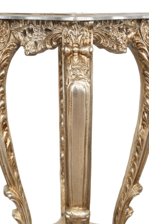 Biscottini Panchetto Portavaso Biscottini Legno Foglia Argento Anticato 37x34x87 Italy