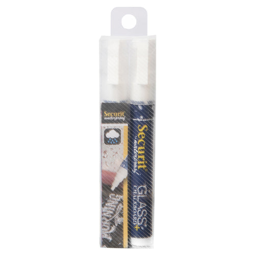 Blister 2 Marcatori A Gesso Liquido Waterproof Bianco 2-6Mm Securit