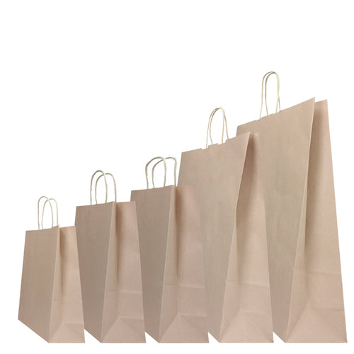 25 Shoppers Carta Biokraft 45X15X50Cm Twisted Sabbia