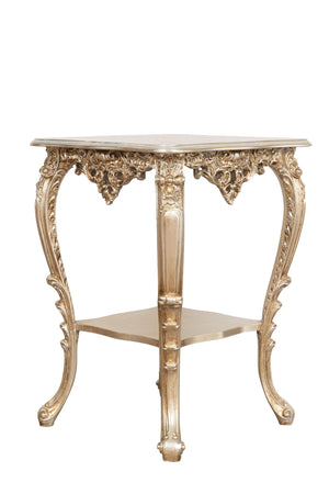 Biscottini Tavolo Panchetto Biscottini design 56x56x78 legno foglia argento anticato Made