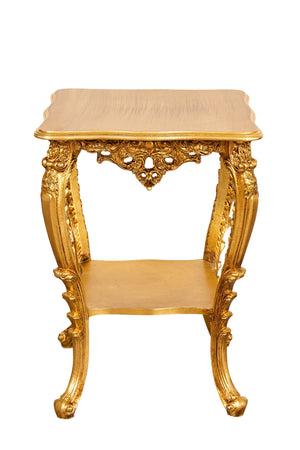Biscottini Biscottini Tavolo Panchetto Consolle Legno Foglia Oro Anticato 56x56x78 Made