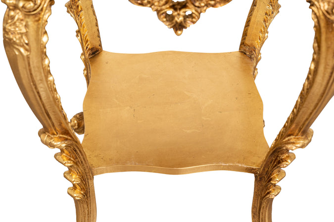 Biscottini Biscottini Tavolo Panchetto Consolle Legno Foglia Oro Anticato 56x56x78 Made