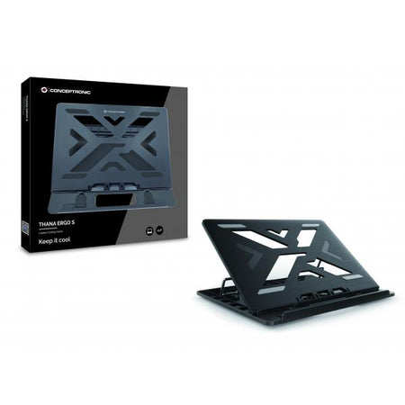 Supporto di raffreddamento Conceptronic THANA03G - per notebook fino a 15.6" - 7 livelli di altezza - nero