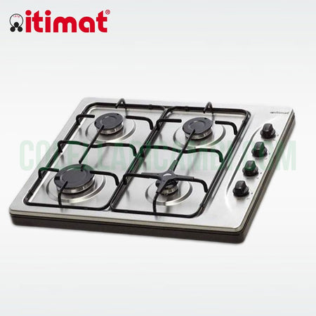 Piano Cottura Acciaio Inox 4 Fuochi Valvolato GPL/Metano Itimat