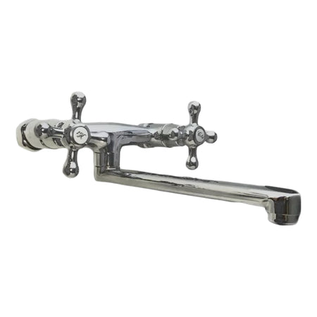 Rubinetto bagno cucina vintage epoca a parete per lavanderia o lavabo a canna dritta cromato