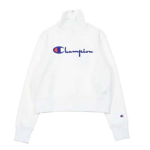 CHAMPION Felpa Collo Alto Corta Donna Turtle Neck L/s Sweatshirt White da donna