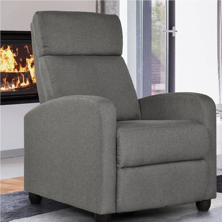 Poltrona Reclinabile Relax con Poggiapiedi Rivestimento Tessuto Design Moderno Grigio