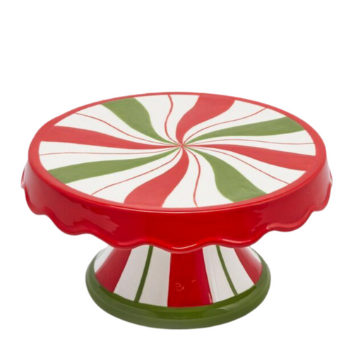 Alzata Candy colorata su piede con bordo per torte e dolci decorazione natalizia