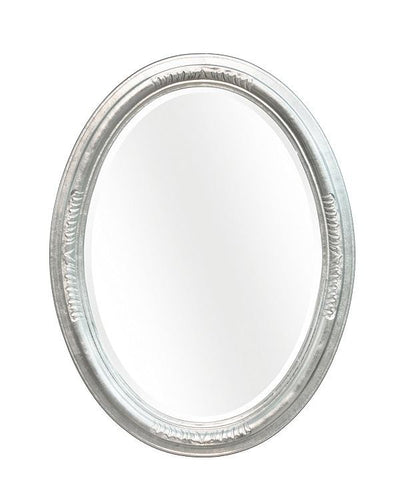 MOBILI2G - Specchiera in foglia argento brillante ovale- Misure: l.73 x h.93 x p.5