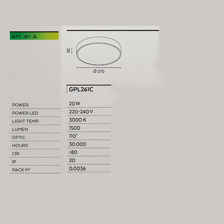 Plafoniera moderna Gea Led CLOE 35 GPL261C lampada soffitto alluminio bianco tonda