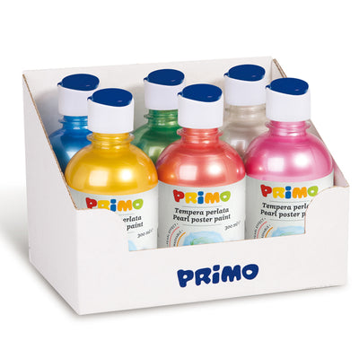 Box 6 Tempera Colori Perlati 300Ml Colori Assortiti Primo