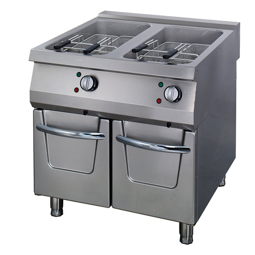 Premium Friggitrice - 2 x 22L - Unità Doppia - Profondità 90cm - con Rubinetto di Scarico - Elettrico