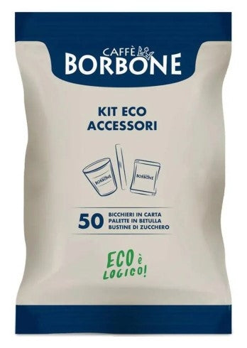 BORBONE KIT ACCESSORI CAFFE ECO 50/50/50 BICCHIERI/PALETTE/ZUCCHERO