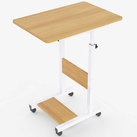Tavolino Scrivania Porta Computer Altezza Regolabile per Letto Divano 4Ruote Beige