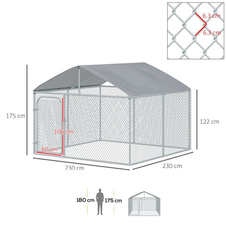 Recinto per Cani e Animali Domestici Esterno Copertura Impermeabile 230x230 H175cm