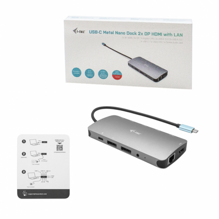 I-TEC NANO DOCKING STATION USB-C CON 3 DISPLAY, POWER DELIVERY 100W, RIVESTIMENTO IN METALLO