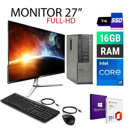 COMPUTER COMPLETO CORE I7 DELL 7010 16GB SSD 960GB MONITOR 27" WIN 11 + OFFICE