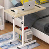 Tavolino Scrivania Porta Computer Altezza Regolabile per Letto Divano 4Ruote Beige