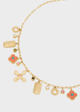 Collana multicharms croce+fiore