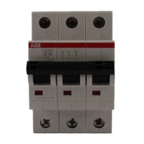Interruttore magnetotermico 3 poli 3 moduli 16A curva B 6kA ABB