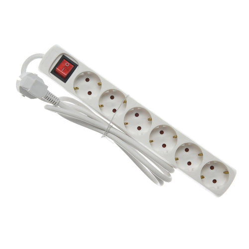 Ciabatta bianca con 6 prese ad alto voltaggio da 33 cm per interno