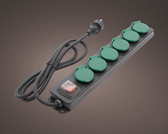 Ciabatta nera con prese ad alto voltaggio classe IP-44