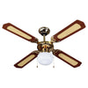 Ventilatore a soffitto vintage con 4 pale in legno e luce 70 w Ø 130 cm Noce