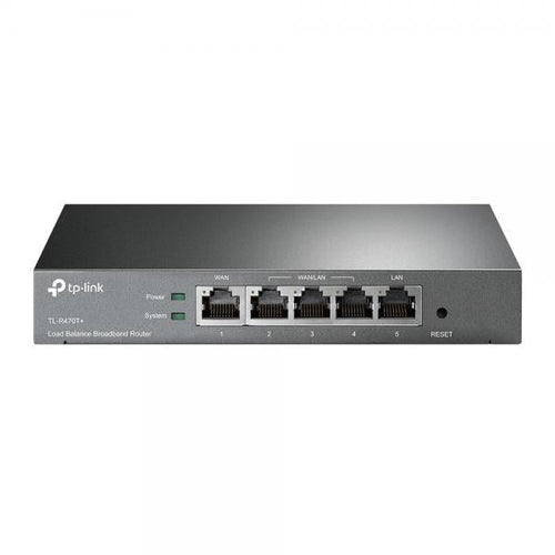 TP-Link TL-R470T+ router cablato Fast Ethernet Nero (5-port Multi-Wan Router - Small Office and Net Cafe - Configurable Ports up to 4 Wan ports, Load Balance, Advanced firewall - Warranty: 36M)