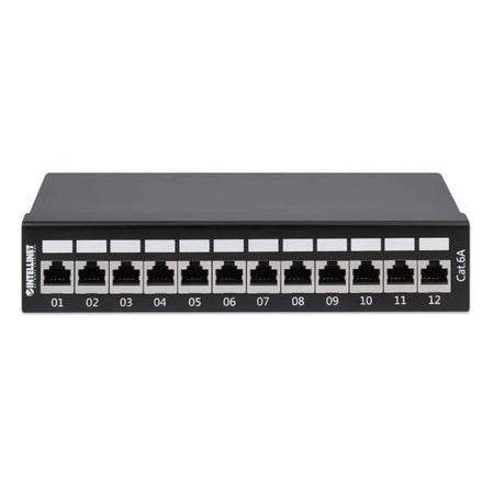 Pannello Patch 12 Posti Cat6a Schermato da Scrivania Nero