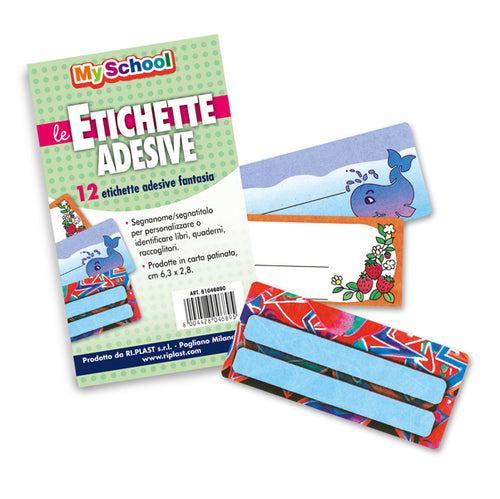 Etichette Adesive Segnanomi Bustina 12 Etichette 6,3X8Cm Fantasie Assortite