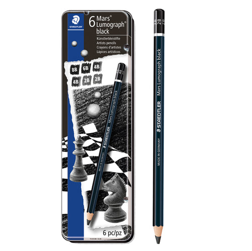 Astuccio Metallo 6 Matite Mars LumographBlack 4Gradazioni Staedtler