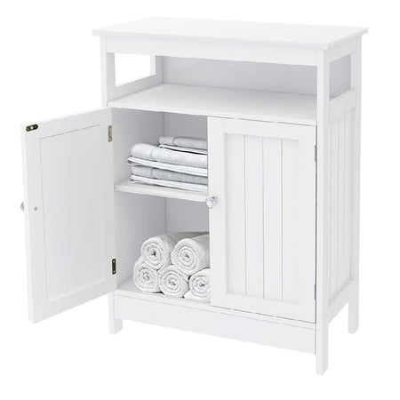 Mobile in Legno 60x30 H 80cm Bagno Camera Ingresso Salvaspazio 2 Ante 1 Vano Bianco