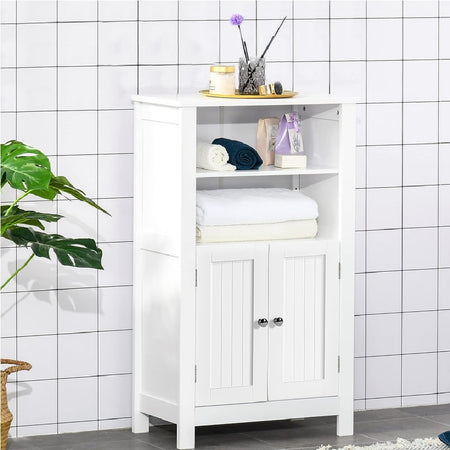 Mobile in Legno 50x30 H 92.5cm Bagno Camera Ingresso Salvaspazio 2Ante 2Vani Bianco