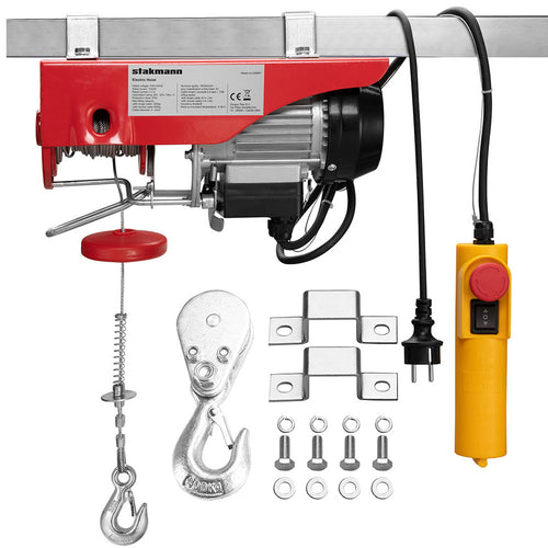 Paranco Elettrico Verricello Montacarichi 200/400kg Sollevatore 1000Watt con Accessori
