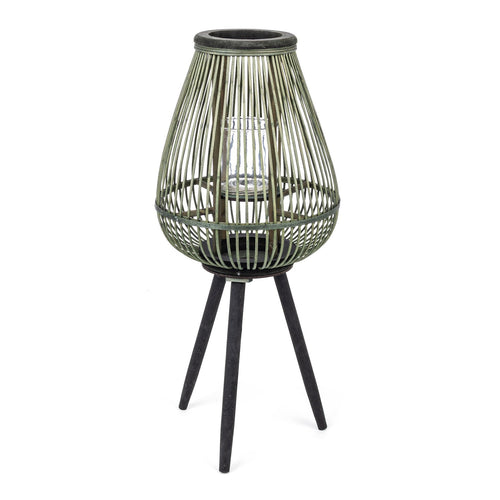 Lanterna con tre piedi da esterno in bamboo decorazione per giardino h 61.5 cm