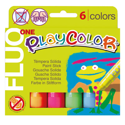 Tempera Solida Playcolor 6 Colori Fluo In Stick Da 10Gr