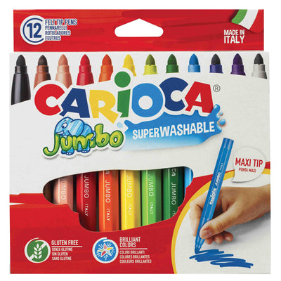 Astuccio 12 Pennarelli Jumbo Lavabili Colori Assortiti Carioca