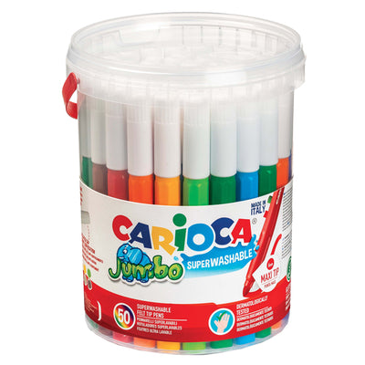 Barattolo 50 Pennarelli Jumbo Lavabili Colori Assortiti Carioca
