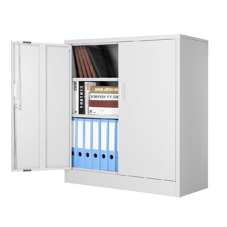 Mobile Ufficio Casa in Acciaio Laminato Porta Documenti 2 Chiavi 80x40 H92cm Grigio