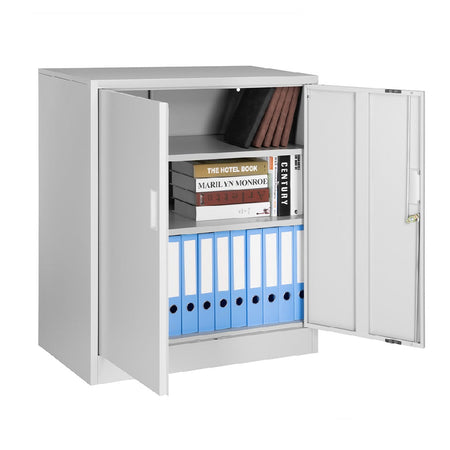Mobile Ufficio Casa in Acciaio Laminato Porta Documenti 2 Chiavi 80x40 H92cm Grigio
