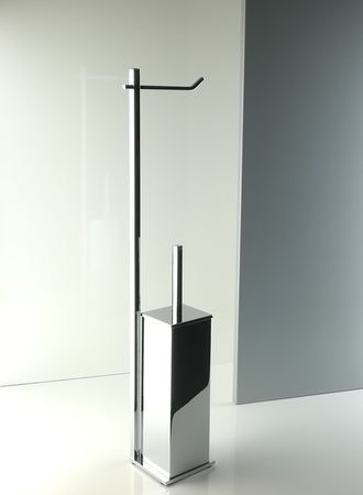 Piantana bagno water quadrata in ottone cromato, base cm 10 x 10 - piantana bagno