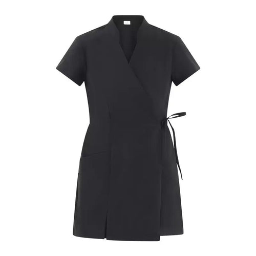 Kimono Donna Paola Nero Manica Corta Kimono Elasticizzato Estetista Parrucchiera Massaggi