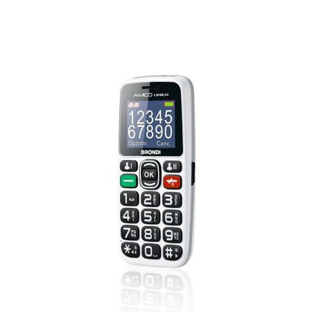 BRONDI AMICO UNICO (BIANCO) - TELEFONO CELLULARE PER ANZIANI - TASTO SOS - TORCIA - CONTROLLO REMOTO - ANNUNCIO VOCALE